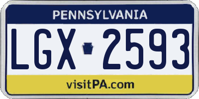PA license plate LGX2593