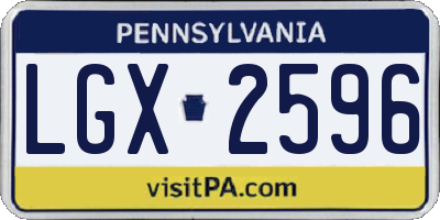 PA license plate LGX2596