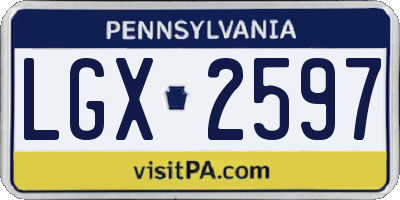 PA license plate LGX2597
