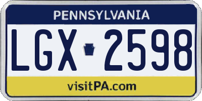 PA license plate LGX2598