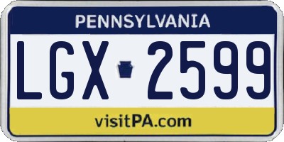 PA license plate LGX2599