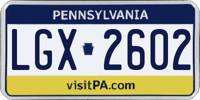 PA license plate LGX2602