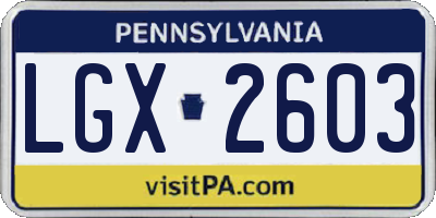 PA license plate LGX2603