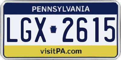 PA license plate LGX2615
