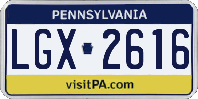 PA license plate LGX2616