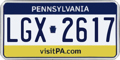 PA license plate LGX2617