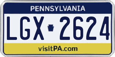 PA license plate LGX2624