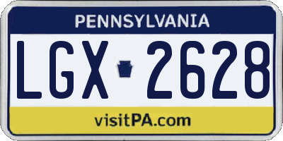 PA license plate LGX2628