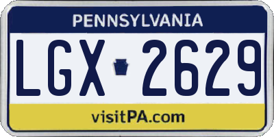 PA license plate LGX2629