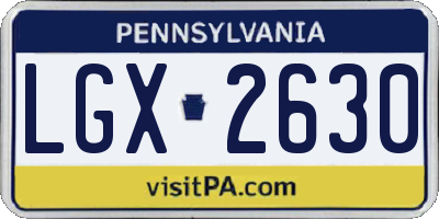 PA license plate LGX2630