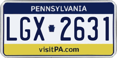 PA license plate LGX2631