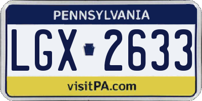 PA license plate LGX2633