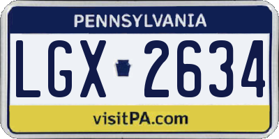 PA license plate LGX2634