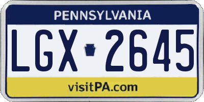 PA license plate LGX2645