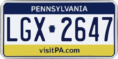 PA license plate LGX2647