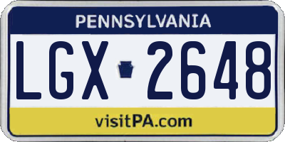 PA license plate LGX2648