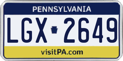 PA license plate LGX2649