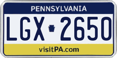 PA license plate LGX2650