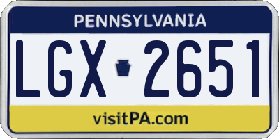 PA license plate LGX2651