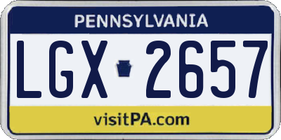 PA license plate LGX2657