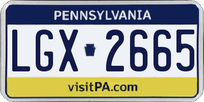 PA license plate LGX2665