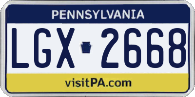 PA license plate LGX2668