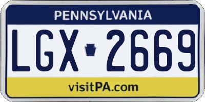 PA license plate LGX2669