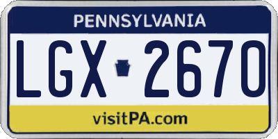 PA license plate LGX2670