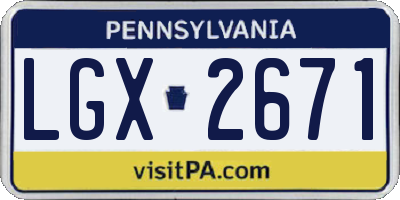 PA license plate LGX2671