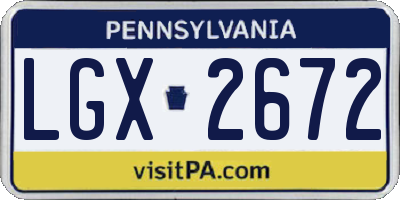 PA license plate LGX2672