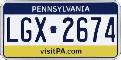 PA license plate LGX2674