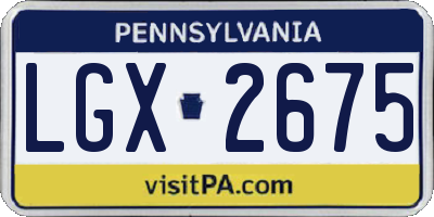PA license plate LGX2675