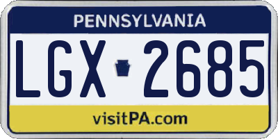 PA license plate LGX2685