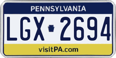 PA license plate LGX2694