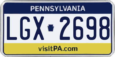 PA license plate LGX2698