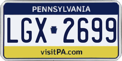 PA license plate LGX2699