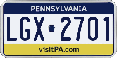 PA license plate LGX2701