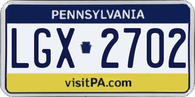 PA license plate LGX2702