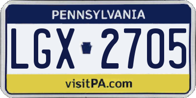 PA license plate LGX2705