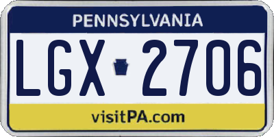 PA license plate LGX2706