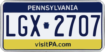 PA license plate LGX2707