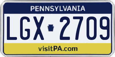 PA license plate LGX2709