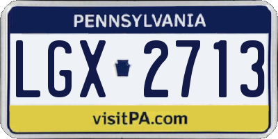 PA license plate LGX2713