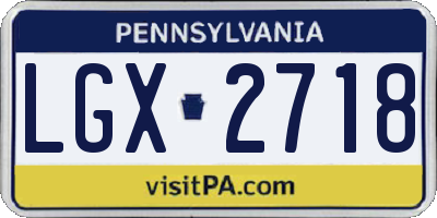 PA license plate LGX2718