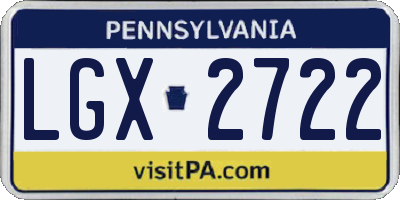 PA license plate LGX2722
