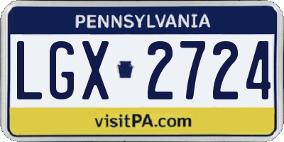PA license plate LGX2724