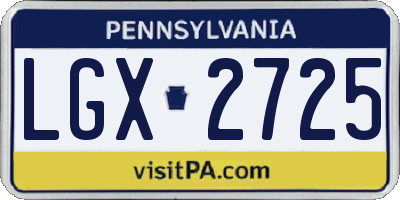 PA license plate LGX2725
