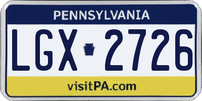 PA license plate LGX2726