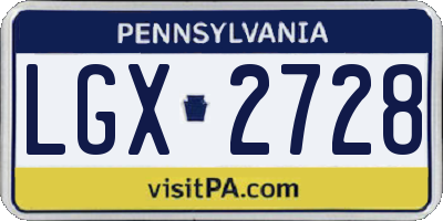PA license plate LGX2728