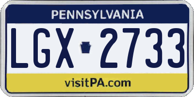 PA license plate LGX2733